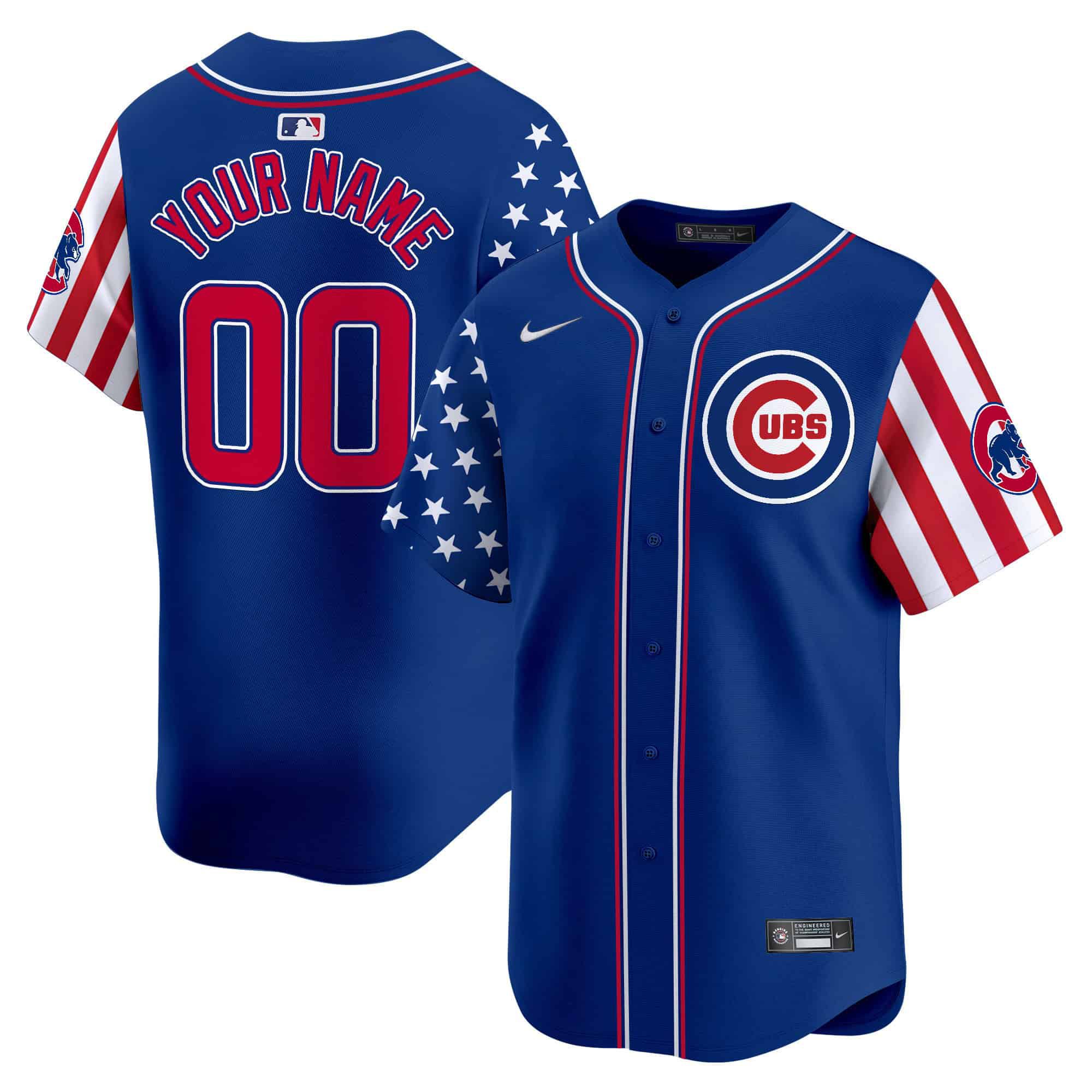 Men Chicago Cubs Blue Nike 2024 Independence Day Vapor Premier Limited Custom MLB Jersey